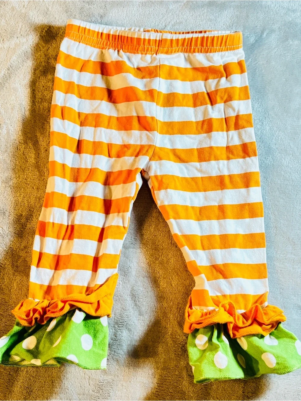 Marie Nicole Boutique Fall Pumpkin Pom-Pom Ruffle Outfit Set Babygirl XXS